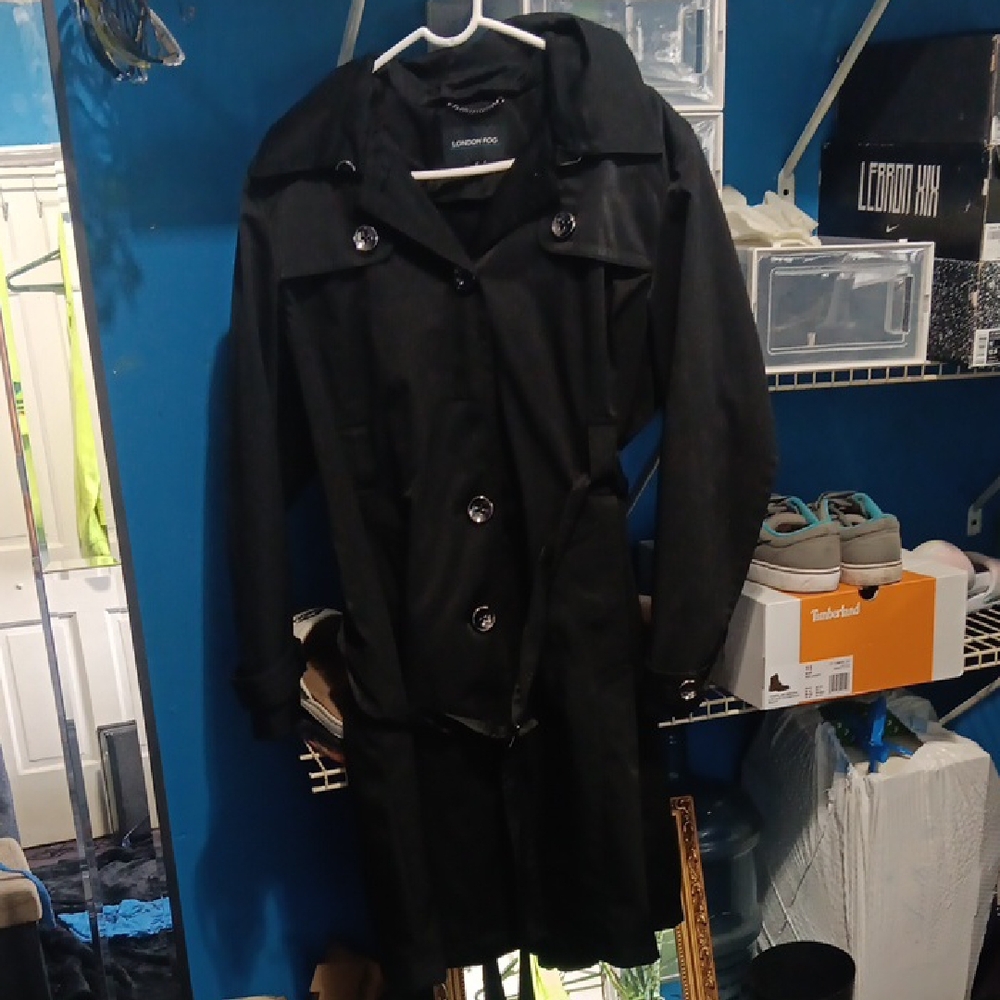 London Fog Black Double-Breasted Trench Coat